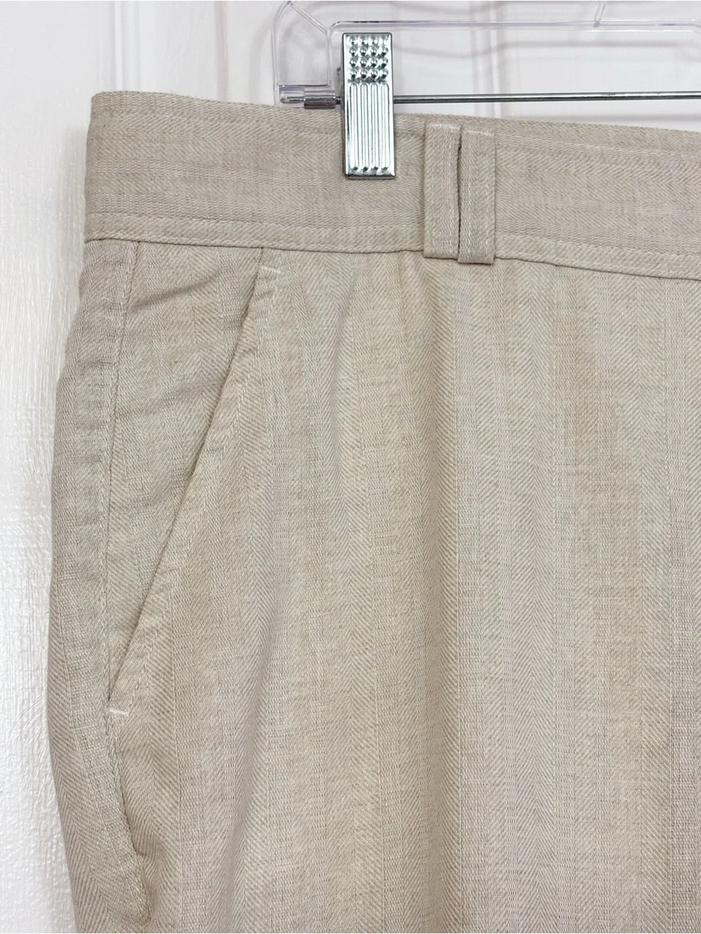 NWT I Love Ugly Men's Bone Herringbone Linen Slim Fit Crop Kobe Pants
